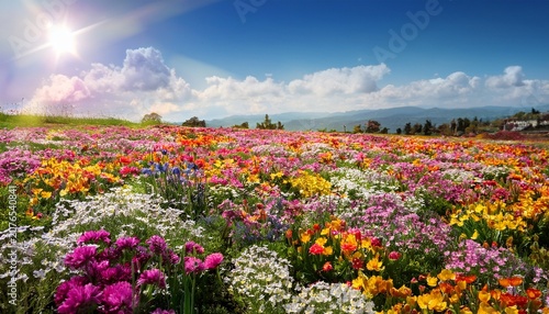 blooming field of colorful flowers in spring spring campo di fiori vibrant blossoms meadow seasonal beauty nature flora