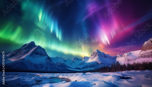 vibrant aurora borealis dancing above snow capped mountains northern lights aurora borealis mountains snow