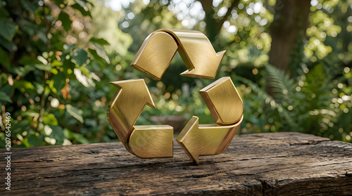 Recycling symbol made of cardboard boxes in nature