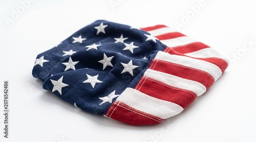 Fabric American Flag Folded Texture Background Representing United States Patriotism and National Pride in a Close Up View
