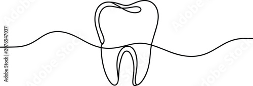 Canvastavla Minimalist black continuous line drawing of a molar tooth symbolizing profession