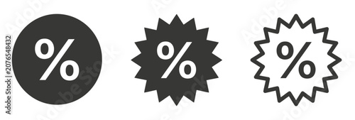 Cuadro en lienzo Set of discount percentage icons in various shapes and styles for business use