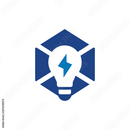 Smart education and energy logo combining a light bulb, lightning, shield, and graduation cap for technology, school, or innovation brands.