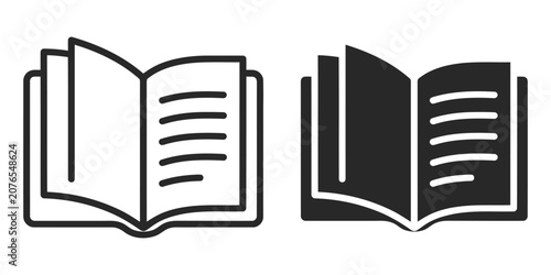 Bild auf Leinwand Two open book icons in black and white on a pure