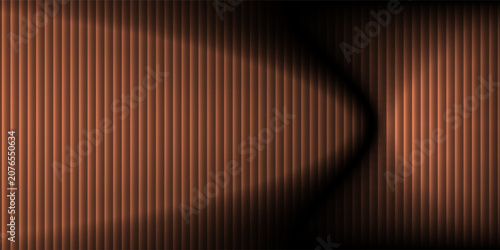 Abstract Copper Vertical Striped Background With Reflective Wave And Metallic Gradient