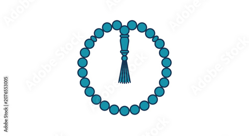 Islamic subha prayer beads icon vector illustration. Muslim tasbih rosary for dhikr and Ramadan, isolated on white background.