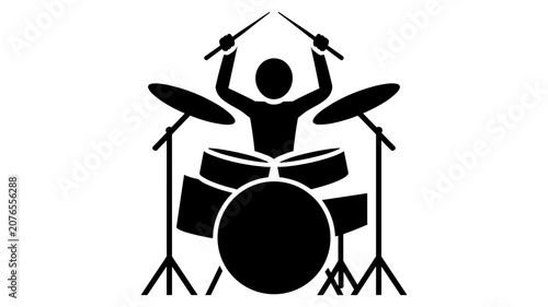 Bild auf Leinwand Adobe Illustrator ArtworkSilhouette of a drummer playing drums with sticks, isol