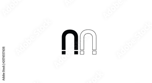 Foto Two horseshoe magnets one black and one white silhouette