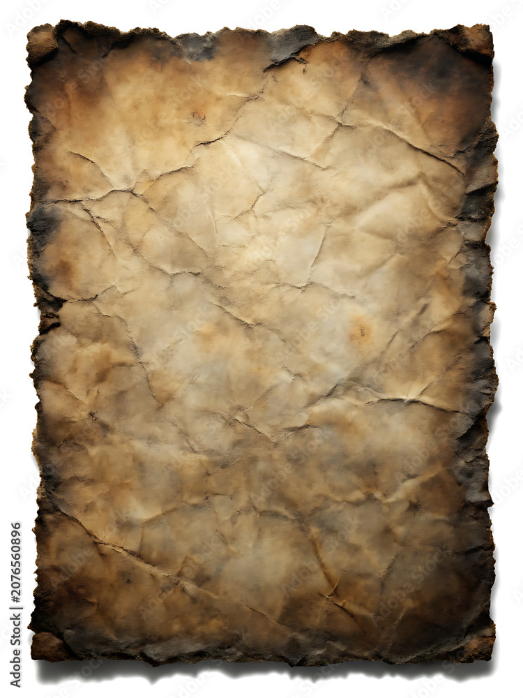 Fototapeta premium Vintage old paper with aged, textured surfaces and irregular torn edges. Antique historical worn parchment sheets background