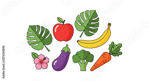 Colorful illustration of fresh fruits.