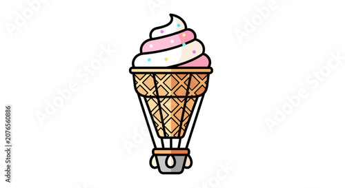 Colorful Ice Cream Cone Dessert.