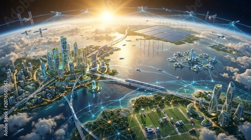 Futuristic Sustainable Smart City Network Connected by Advanced Global Technology and Renewable Energy Infrastructure