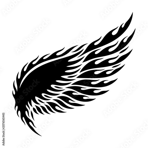 Black flame wing tattoo design
