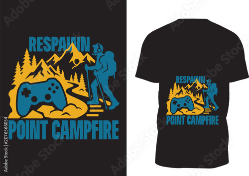 Hiking Gamer T-Shirt, Outdoor Gaming Graphic Tee, Nature Lover Gift, Camping Adventure Shirt Design 