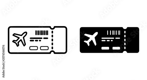 Airplane Ticket Icons, Travel Pass Vector Graphics, Boarding Pass Symbols, Flight Confirmation Illustration