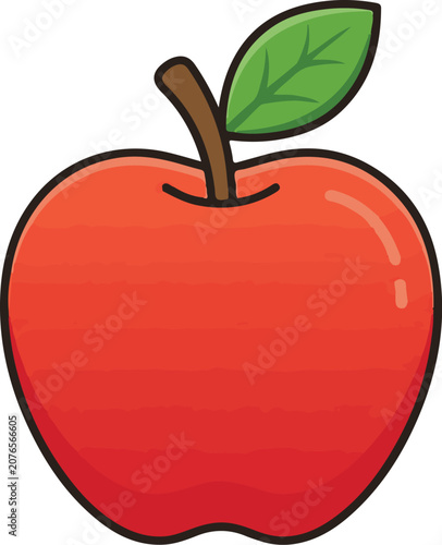 Minimal Red Apple Flat Vector