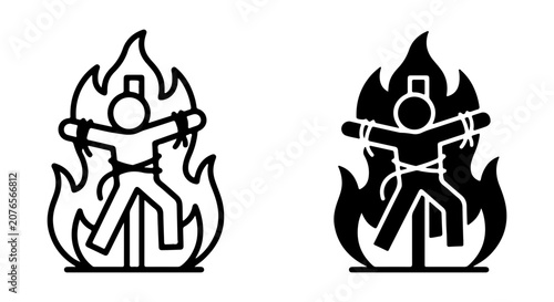 Tableau sur toile Burning Man Icon, Sacrifice Symbol, Martyrdom Vector Art, Punishment Illustratio