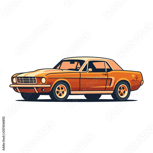 Retro Orange Classic Car Illustration