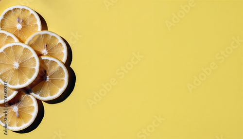 Lemon Slices on Yellow Background 