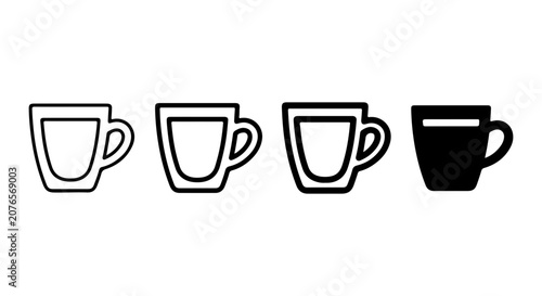 Obraz na plátne Espresso Cup Icons, Coffee Mug Line Art Set, Hot Beverage Drinkware Vector Graph