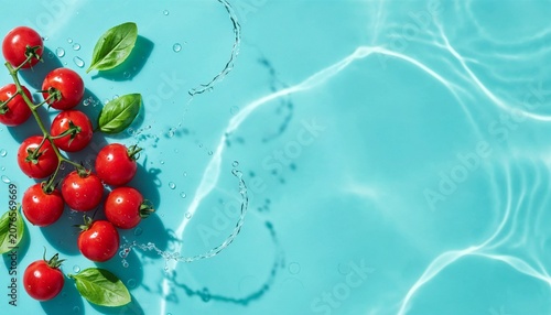 Cherry Tomatoes in Summer Water Background
