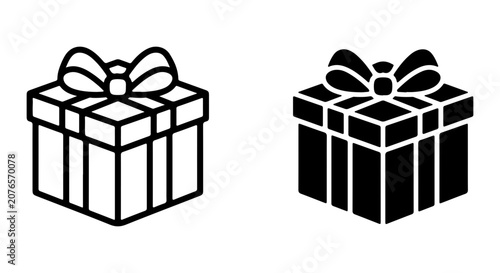 Foto Gift Box Icons, Present Vector Graphics, Celebration Symbols, Holiday Packaging