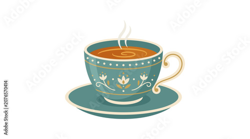Εκτύπωση καμβά Teacup with saucer and steam rising.