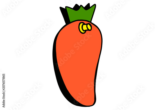 Carrot Shaped Sticky Note with Push Pin Illustration