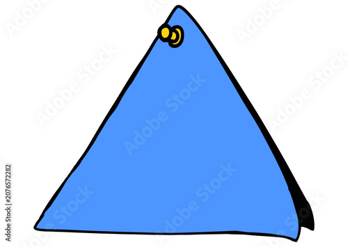 Blue Triangle Sticky Note with Push Pin Illustration