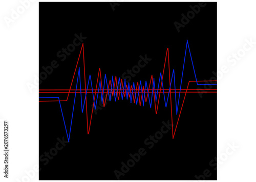 Abstract Heartbeat Waveform Square Background on Black