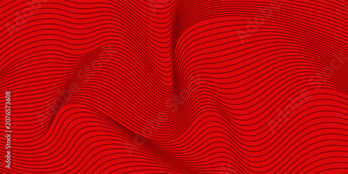 Trendy wavy lines background red vector business curvy