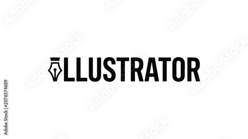 Adobe Illustrator logo symbol with pen tool icon typography.