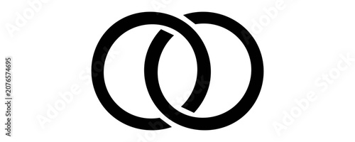 Bilde på lerret Interlocking circles, rings contour. Circles, rings concept icon