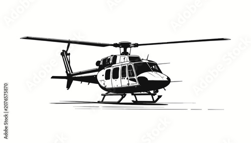 Bild auf Leinwand Black and white helicopter illustration.