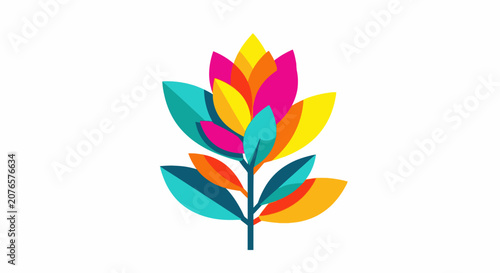 Colorful stylized leaf design element.