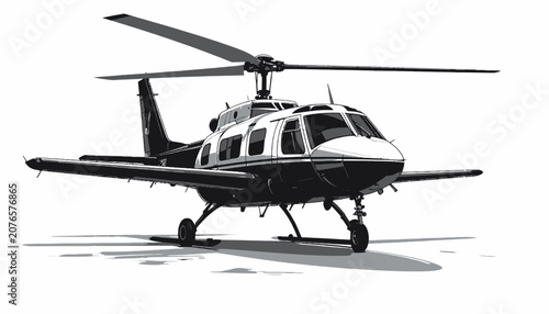 Foto Black helicopter on the ground.