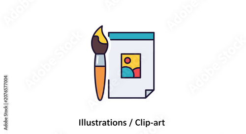 Colorful paintbrush and paper icon.