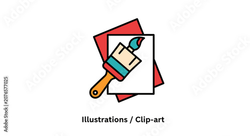 Colorful paintbrush on paper illustration.