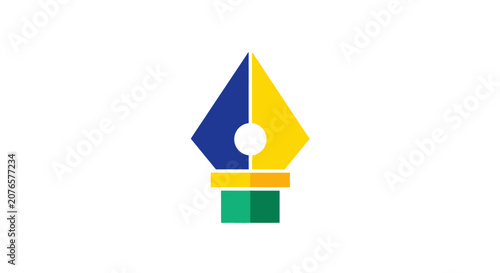 Colorful pen nib graphic design element.