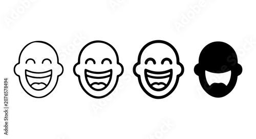 Cuadro en lienzo Happy Face Icons, Joyful Expression Symbols, Laughter Emoticons, Vector Graphics