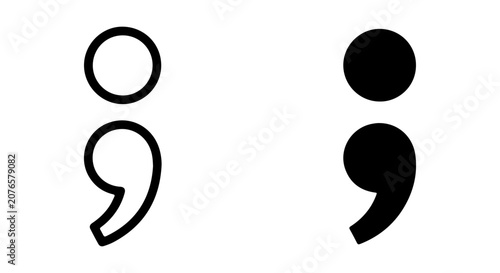 Tableau sur toile Semicolon Symbol Vector Icons, Punctuation Marks, Typography Elements, Grammar S