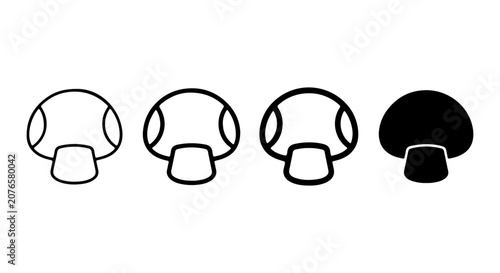 Mushroom Icons Set, Simple Outline and Solid Fill Vector Graphics, Fungi Symbols for Nature and Food