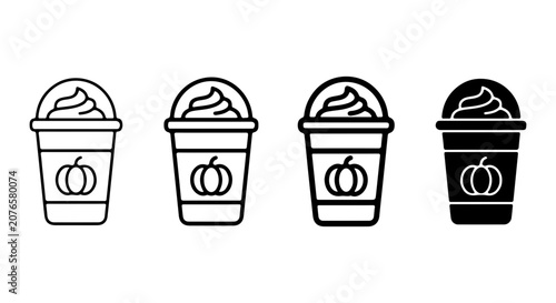 Pumpkin Spice Latte Icons, Fall Coffee Drink Vector Set, Autumn Beverage Graphics