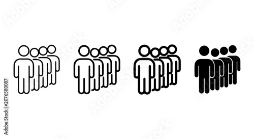 Group of People Icons, Diverse Representation, Human Figures Vector Set, Business Team Silhouette