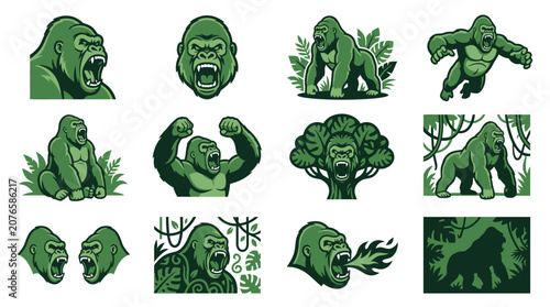 Fotografie Creative gorilla character designs and expressive primate poses.