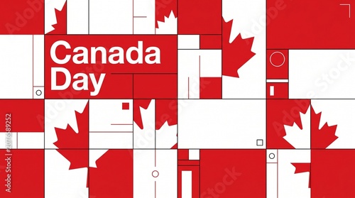 Canada Day Editorial Grid Poster With Maple Leaf Graphic Layout