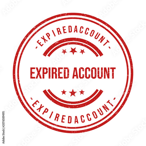 Red round rubber stamp with the text expired account in the center