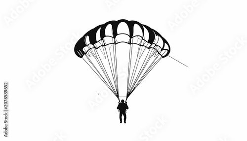 Fotografie Person jumping with parachute in air.