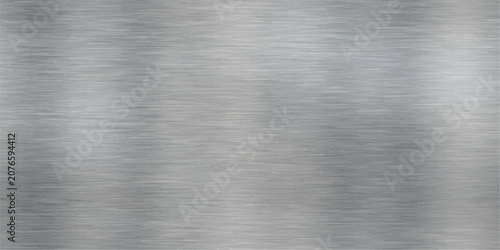 Brushed aluminium metal texture background with abstract reflective silver surface, soft vertical sheen and smooth industrial finish for design