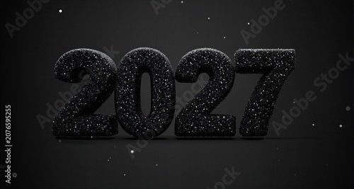 2027 New Year number   black glitter color
